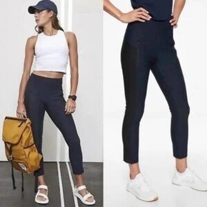 Athleta Stellar Crop Pull On Mesh Panel Pants Size Small Navy Black